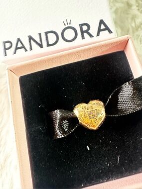*PANDORA* Retired "Mother's Heart" 14K Rose Gold-Plated Heart Charm NIB